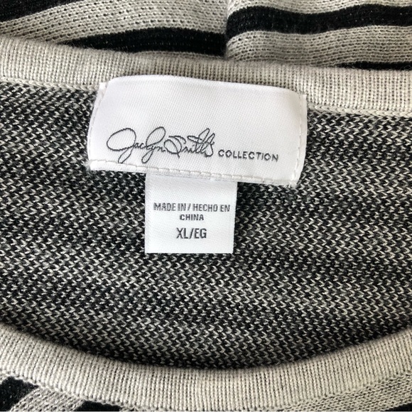 Jaclyn Smith Striped Geometric XL Sweater Black Cream Top - Picture 8 of 8